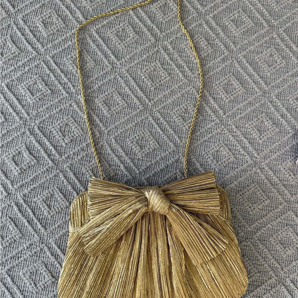 Loeffler Randall Gold Clutch with Bow